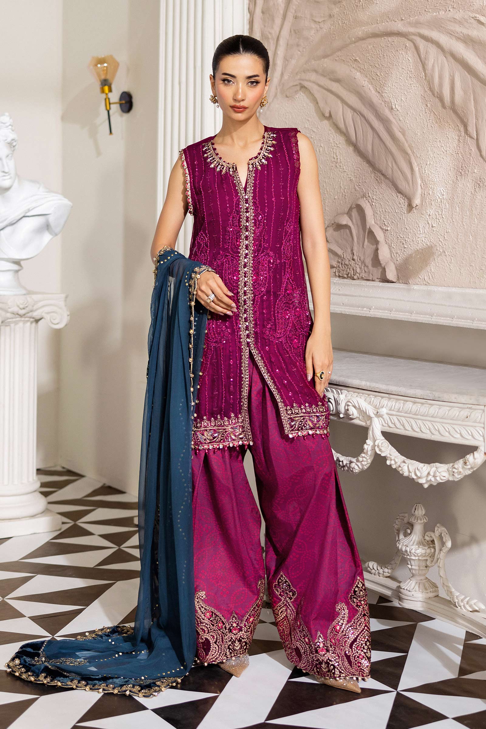 Maria b Unstitched Chiffon'25|MPC-25-102-Magenta