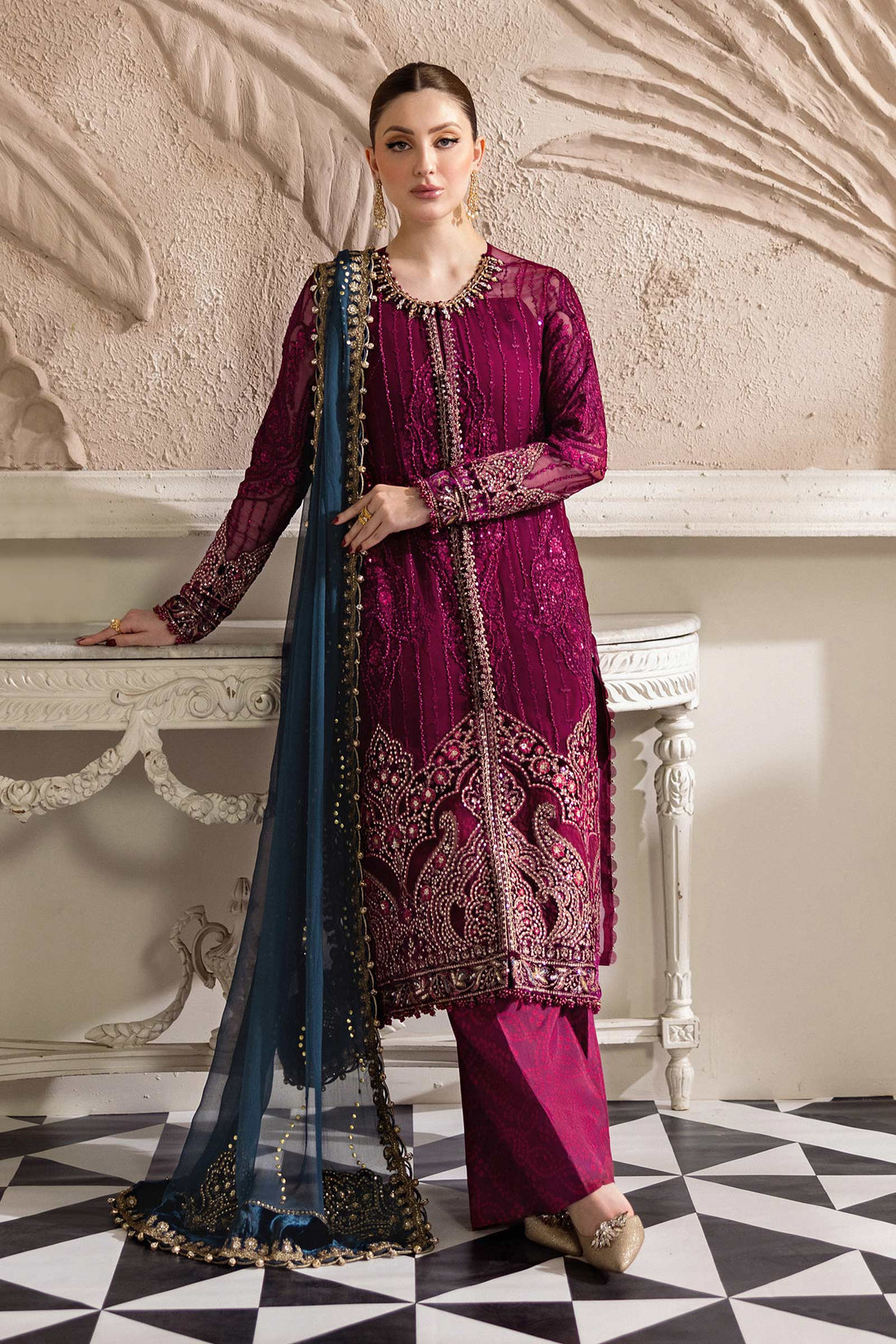 Maria b Unstitched Chiffon'25|MPC-25-102-Magenta