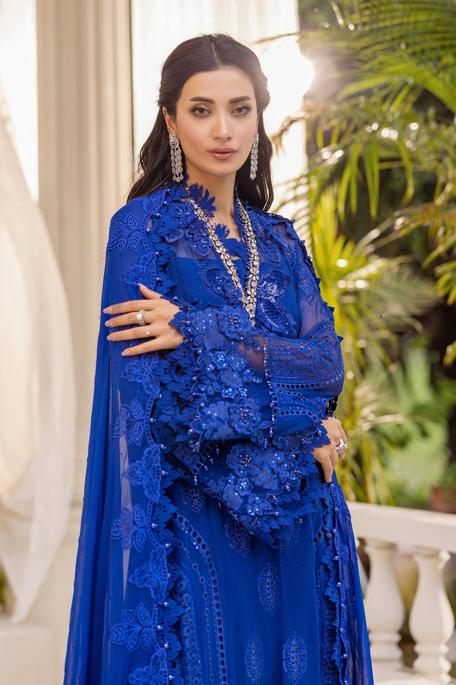 Maria b Unstitched Chiffon'25|MPC-25-103-Cobalt Blue