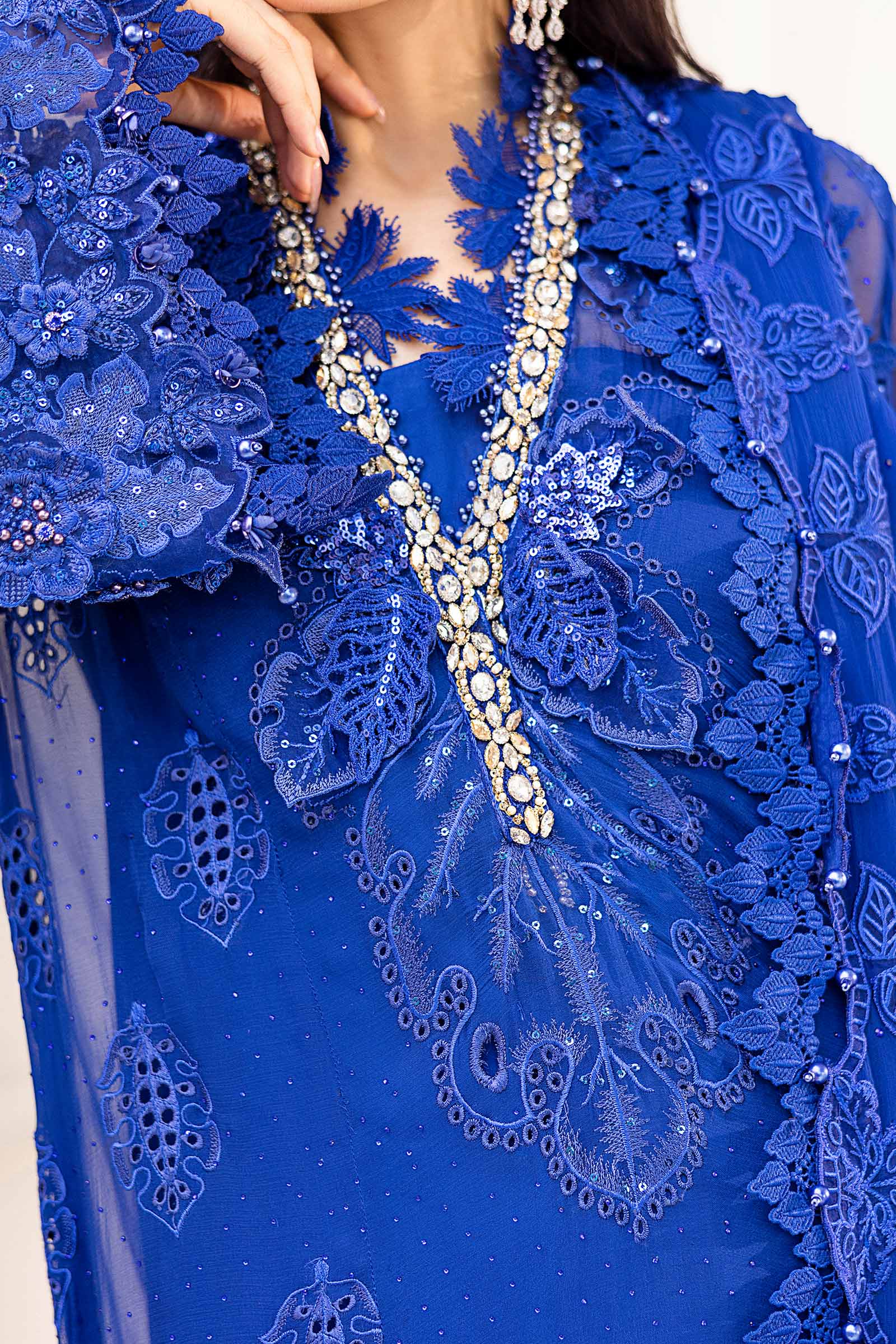 Maria b Unstitched Chiffon'25|MPC-25-103-Cobalt Blue