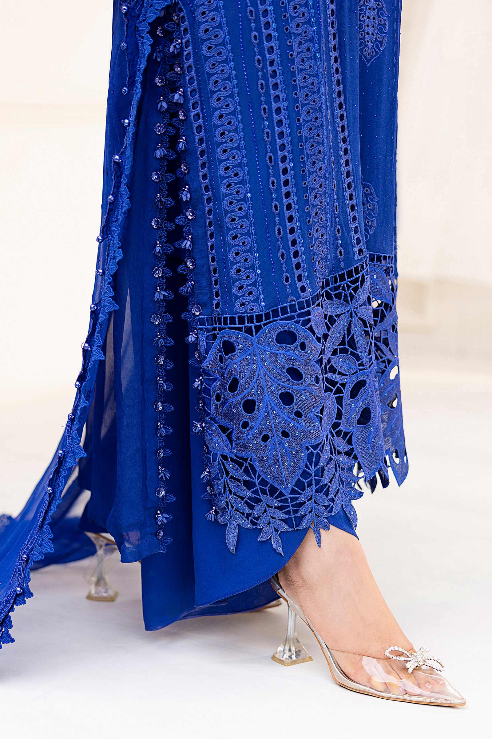 Maria b Unstitched Chiffon'25|MPC-25-103-Cobalt Blue