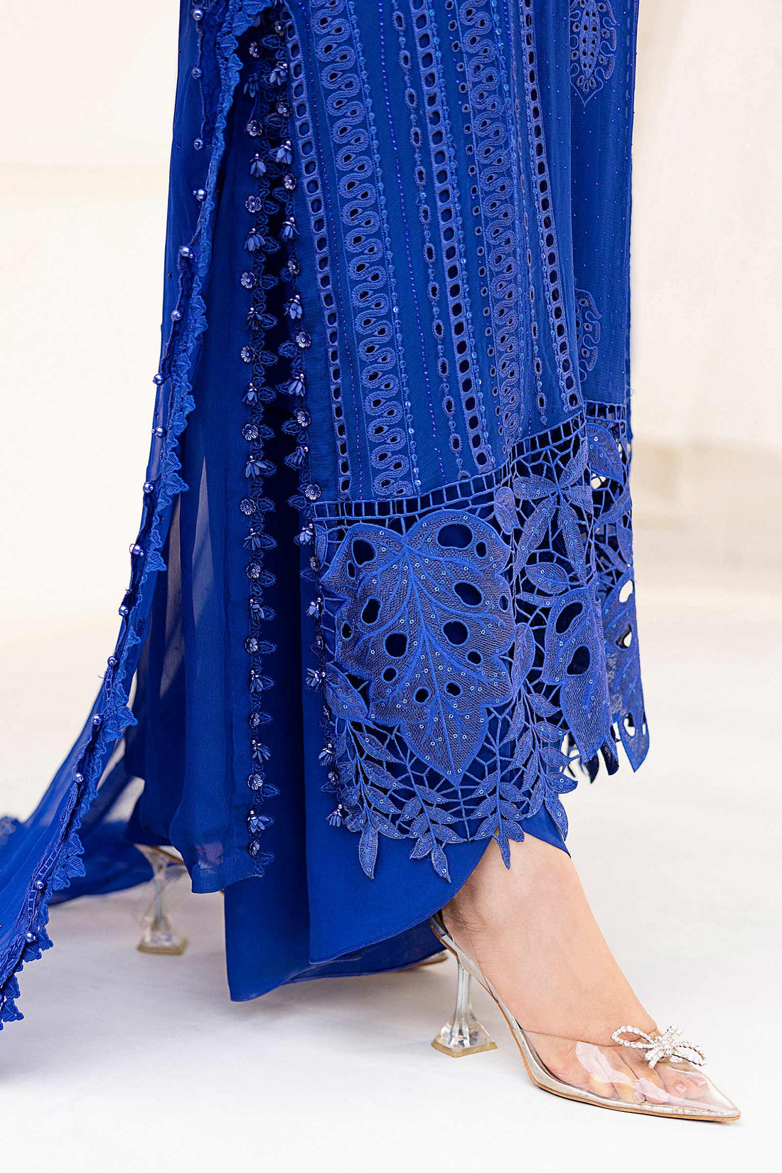 Maria b Unstitched Chiffon'25|MPC-25-103-Cobalt Blue