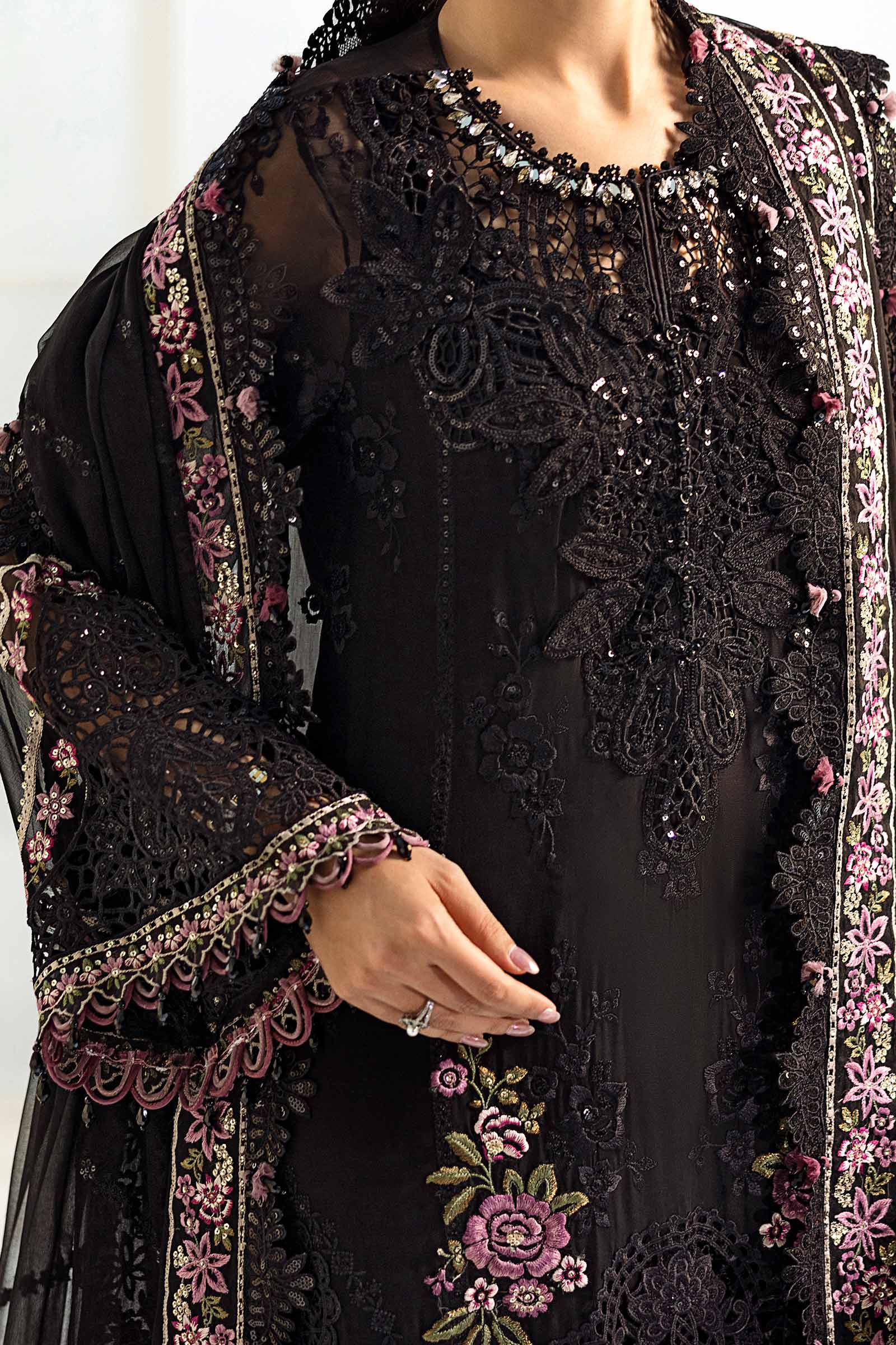 Maria b Unstitched Chiffon'25|MPC-25-104-Black