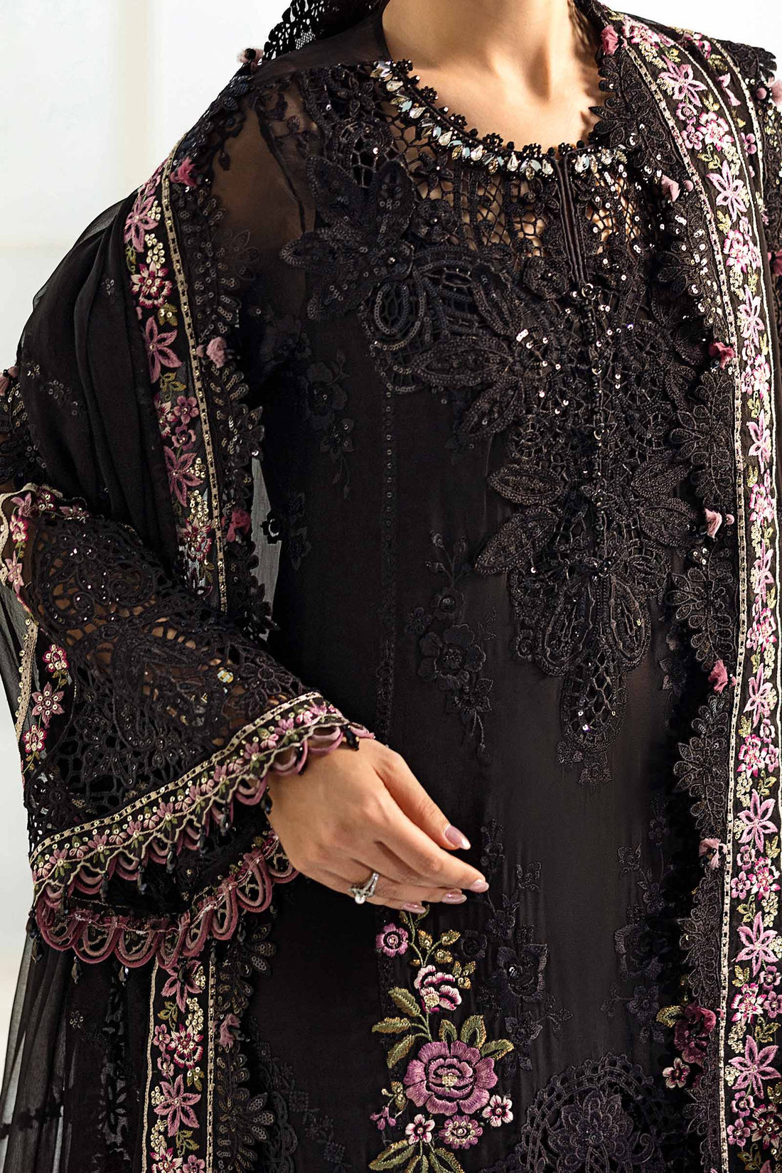 Maria b Unstitched Chiffon'25|MPC-25-104-Black