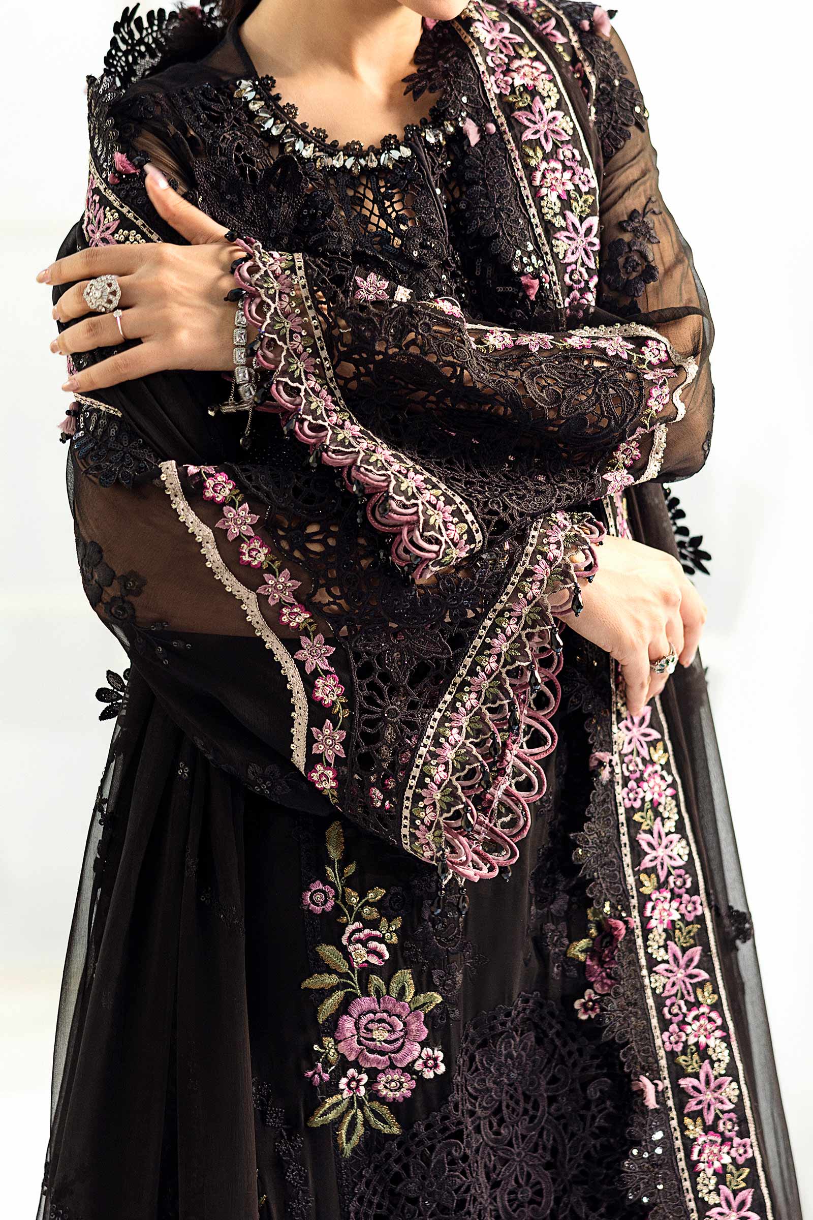 Maria b Unstitched Chiffon'25|MPC-25-104-Black