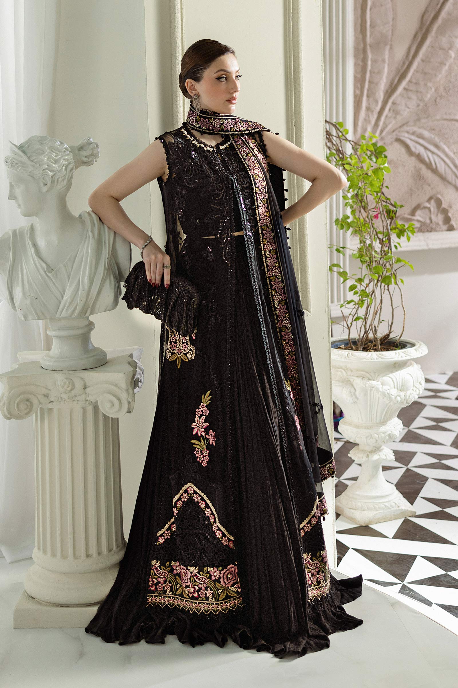 Maria b Unstitched Chiffon'25|MPC-25-104-Black