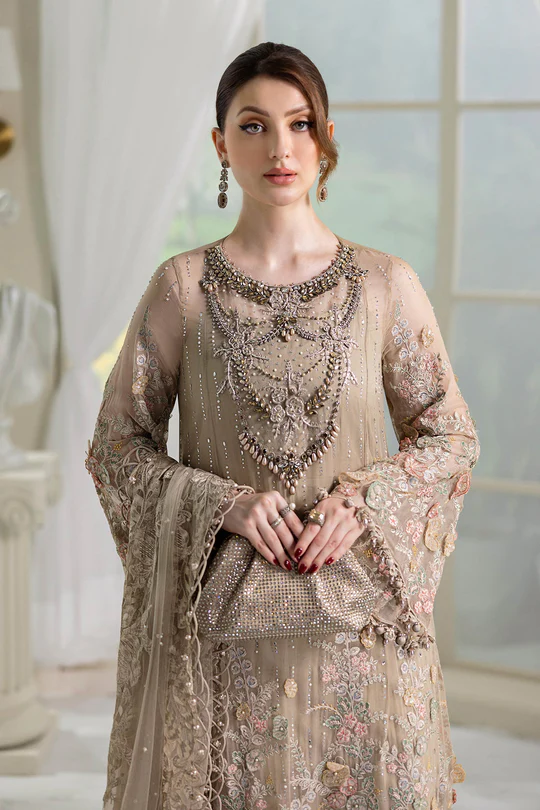 Maria b Unstitched Chiffon'25 |MPC-25-107-BEIGE