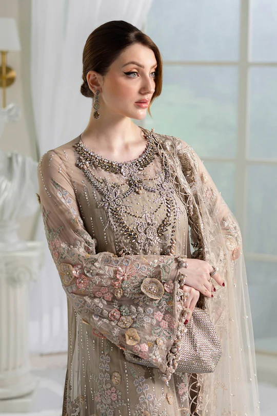 Maria b Unstitched Chiffon'25 |MPC-25-107-BEIGE