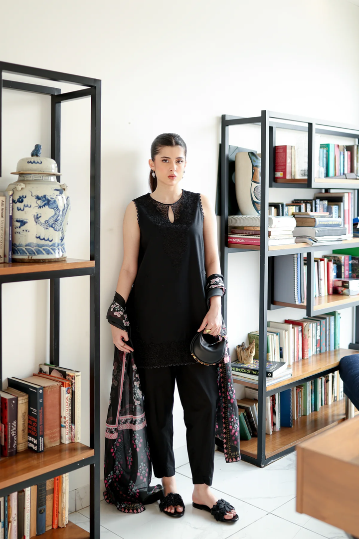 Zaib |JET BLACK LUXURY EMBROIDERED 3 PCS SET (NPA3-25430)-READY TO WEAR