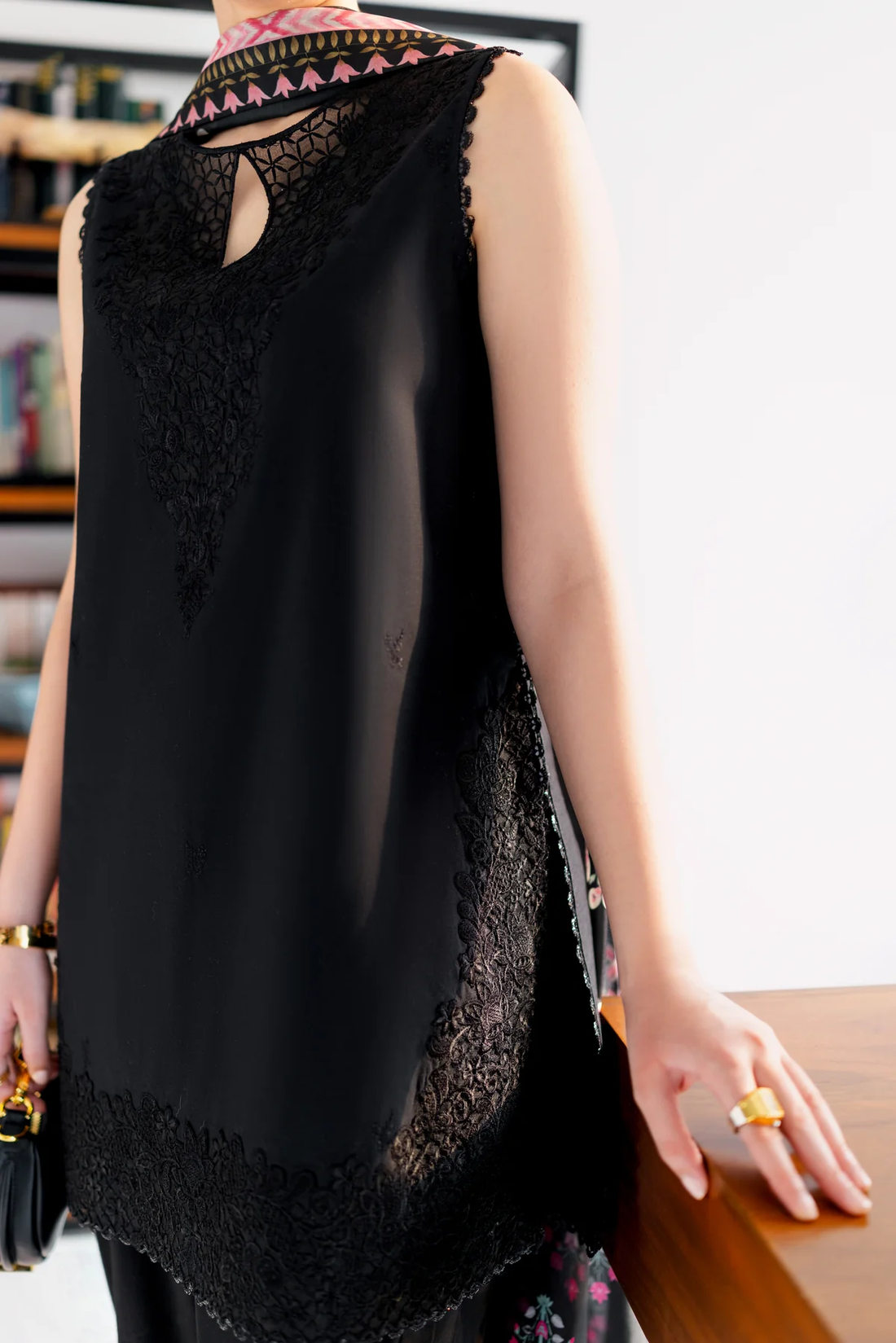 Zaib |JET BLACK LUXURY EMBROIDERED 3 PCS SET (NPA3-25430)-READY TO WEAR