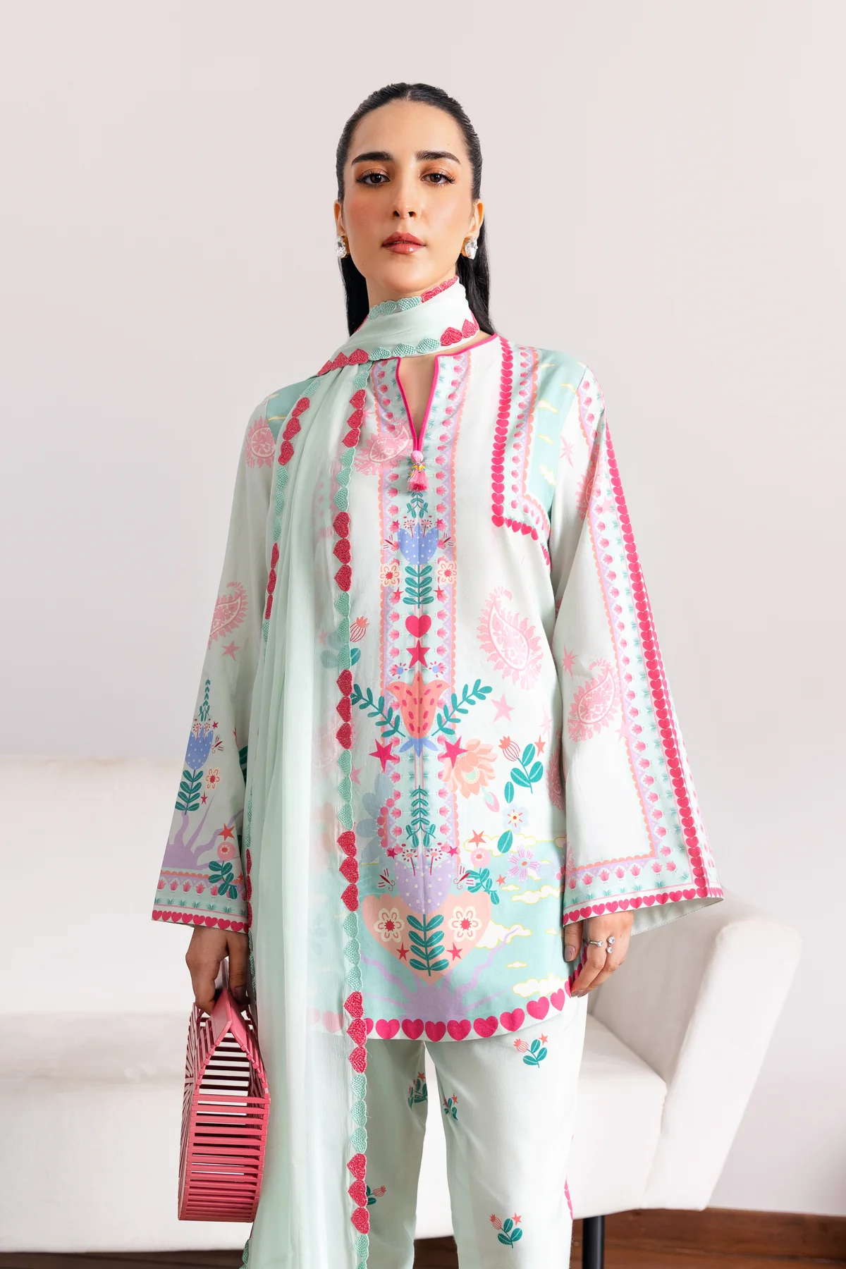 Zaib |SOFT MINT GREEN LUXURY PRINTED 3PCS SET (NPA3-25432)-READY TO WEAR