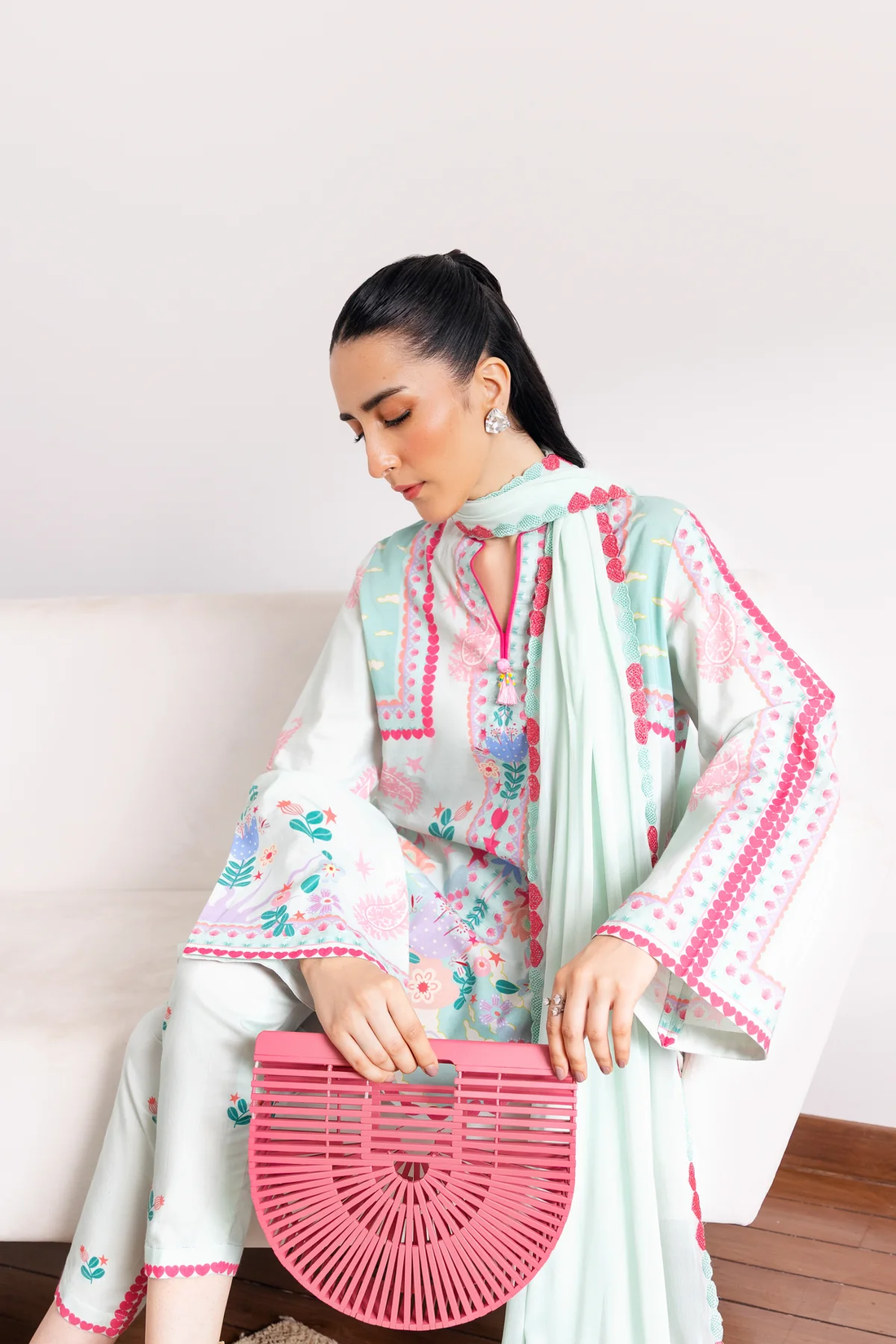 Zaib |SOFT MINT GREEN LUXURY PRINTED 3PCS SET (NPA3-25432)-READY TO WEAR