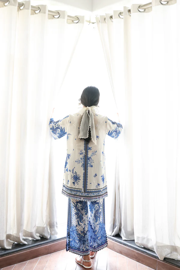 Zaib |OFF-WHITE & BLUE LUXURY PRINTED 2PCS SET (NPA2-25308)- READY TO WEAR