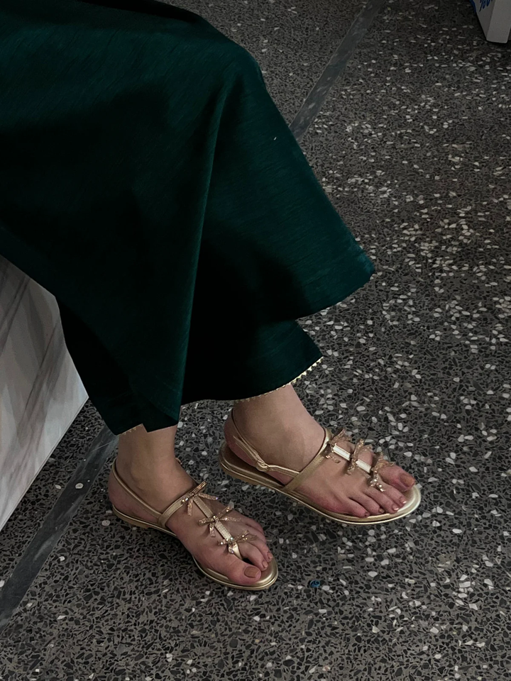 Zaib|The Wedding Shop '25 - CAOVILLA GOLDEN FLAT SANDALS (ZBN-25003)