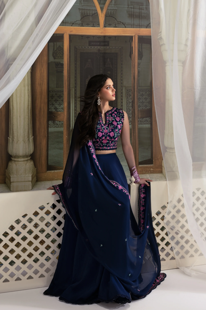 Zaib| The Wedding Shop '25 - NAVY BLUE LEHENGA CHOLI WEDDING EDIT 2025 (NPA3-25434)