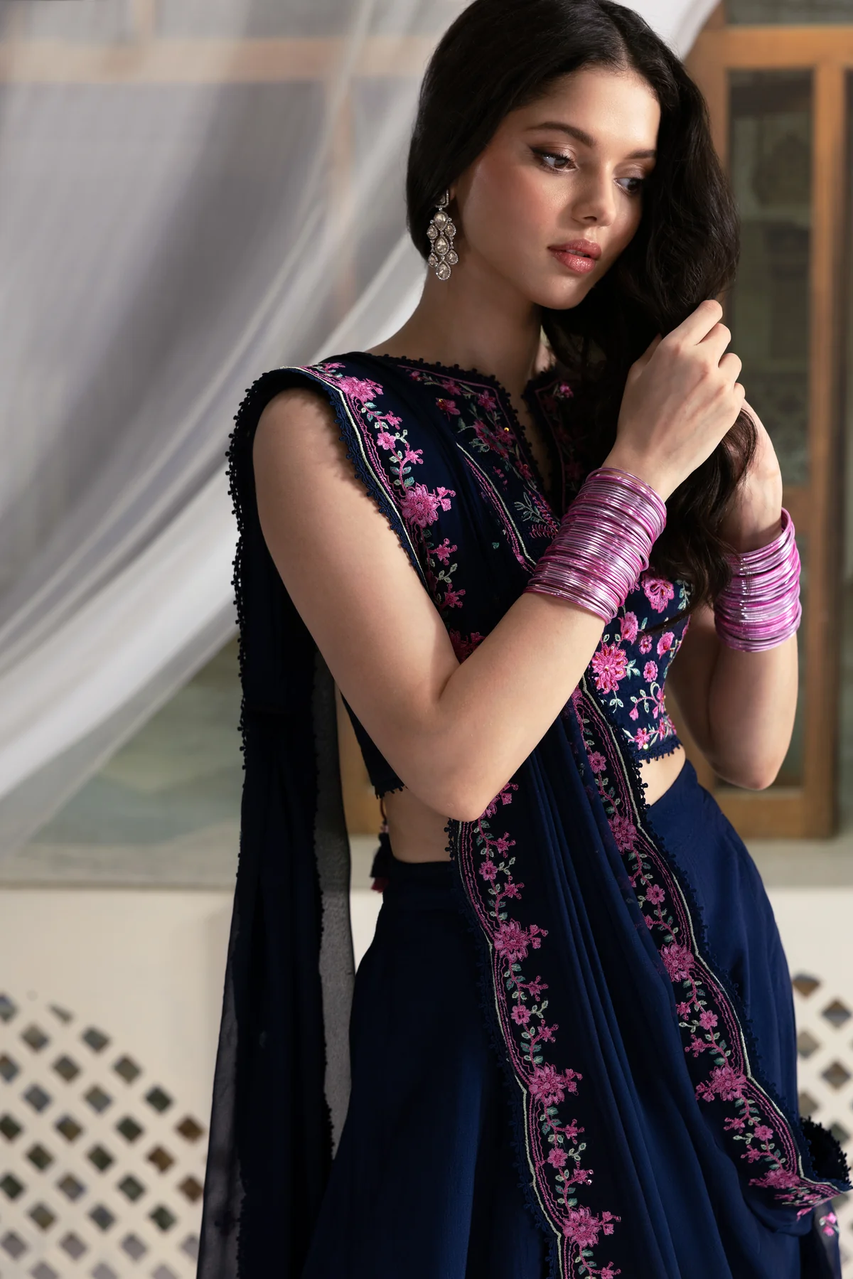 Zaib| The Wedding Shop '25 - NAVY BLUE LEHENGA CHOLI WEDDING EDIT 2025 (NPA3-25434)