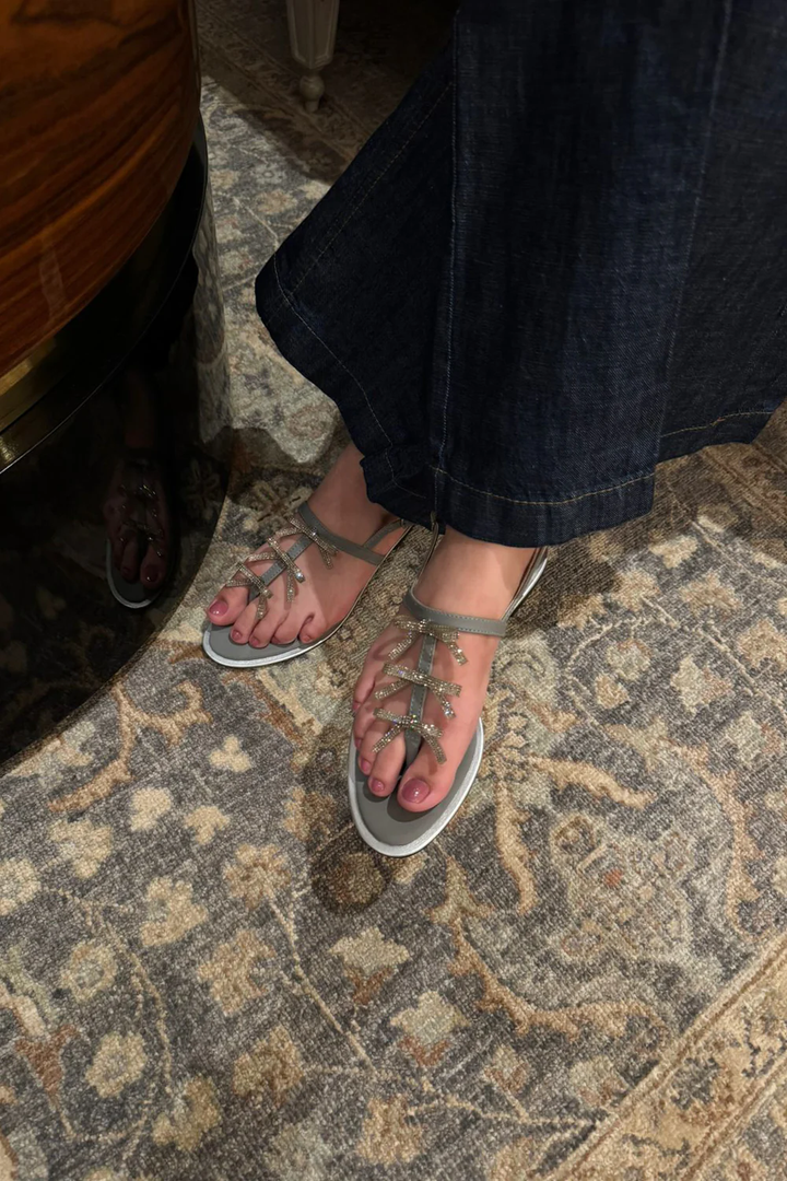 Zaib The Wedding Shop '25 - CAOVILLA SILVER FLAT SANDALS (ZBN-25003)