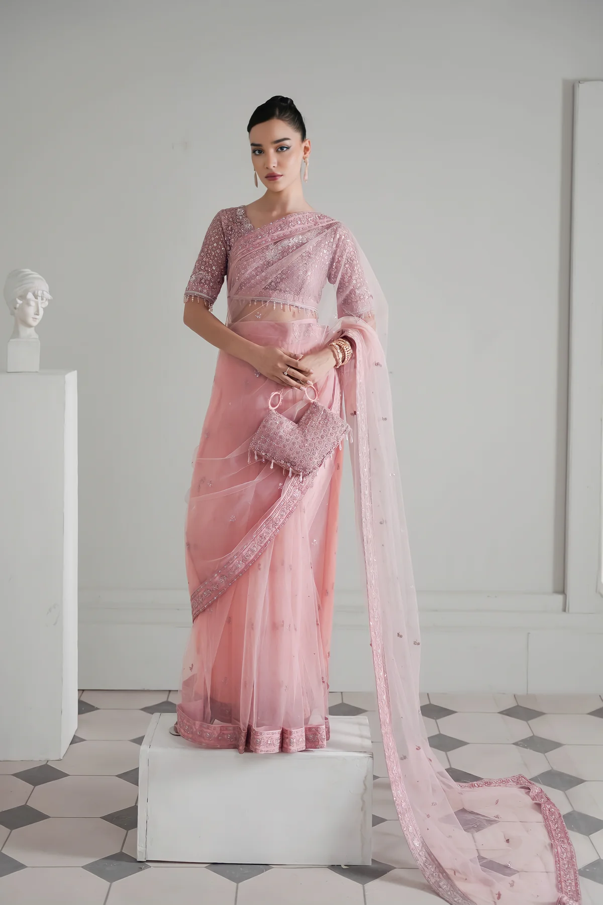 Zaib |The Wedding Shop '25 - BLUSH PINK MODERN TIMELESS SAREE WEDDING EDIT 2024/2025 (NPA3-24429)