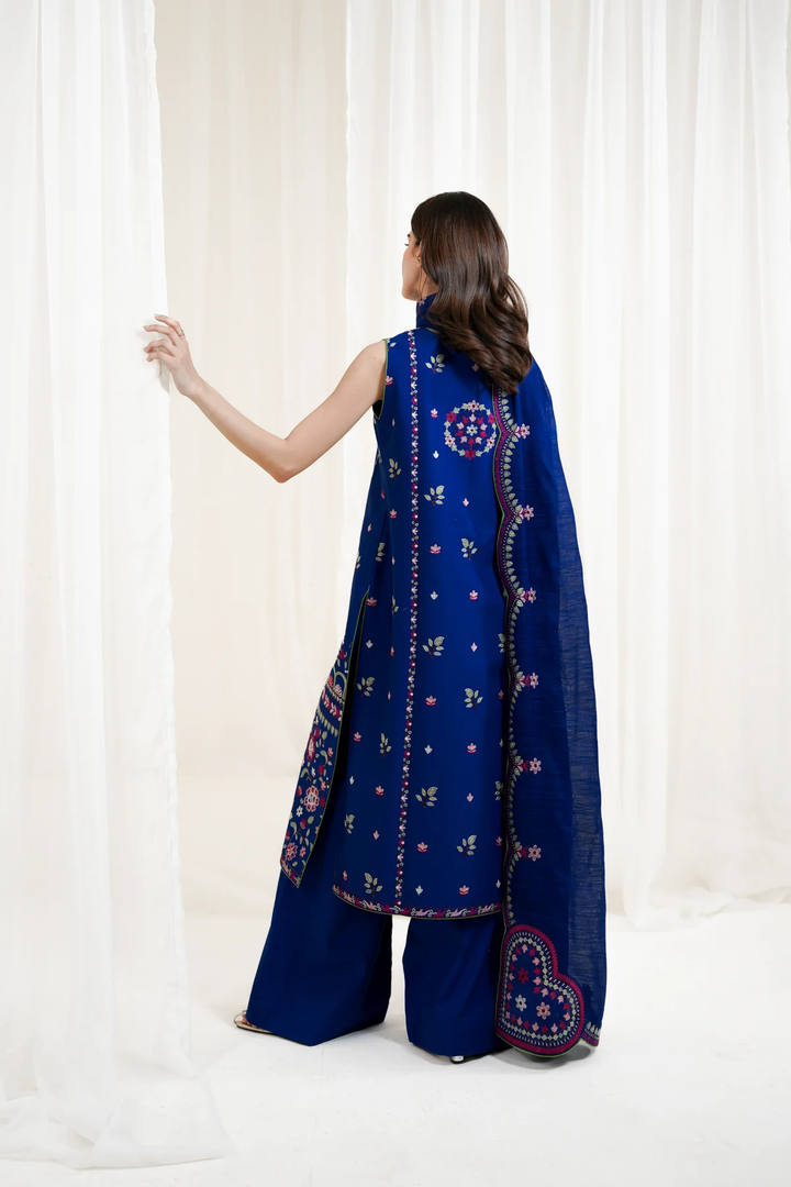 Zaib |ROYAL BLUE LUXURY EMBROIDERED 3PCS SET NPA3-25424  READY TO WEAR