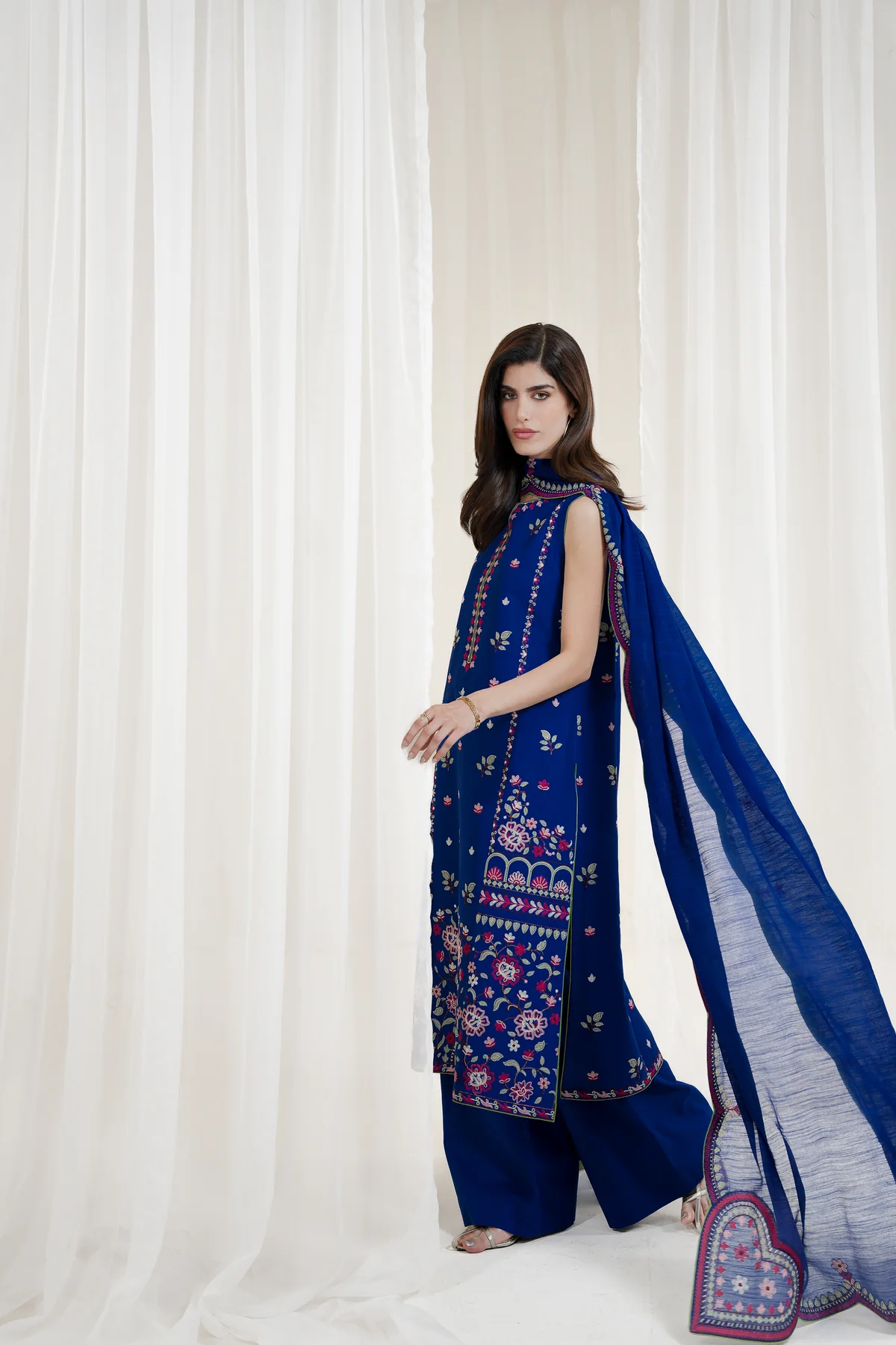 Zaib |ROYAL BLUE LUXURY EMBROIDERED 3PCS SET NPA3-25424  READY TO WEAR