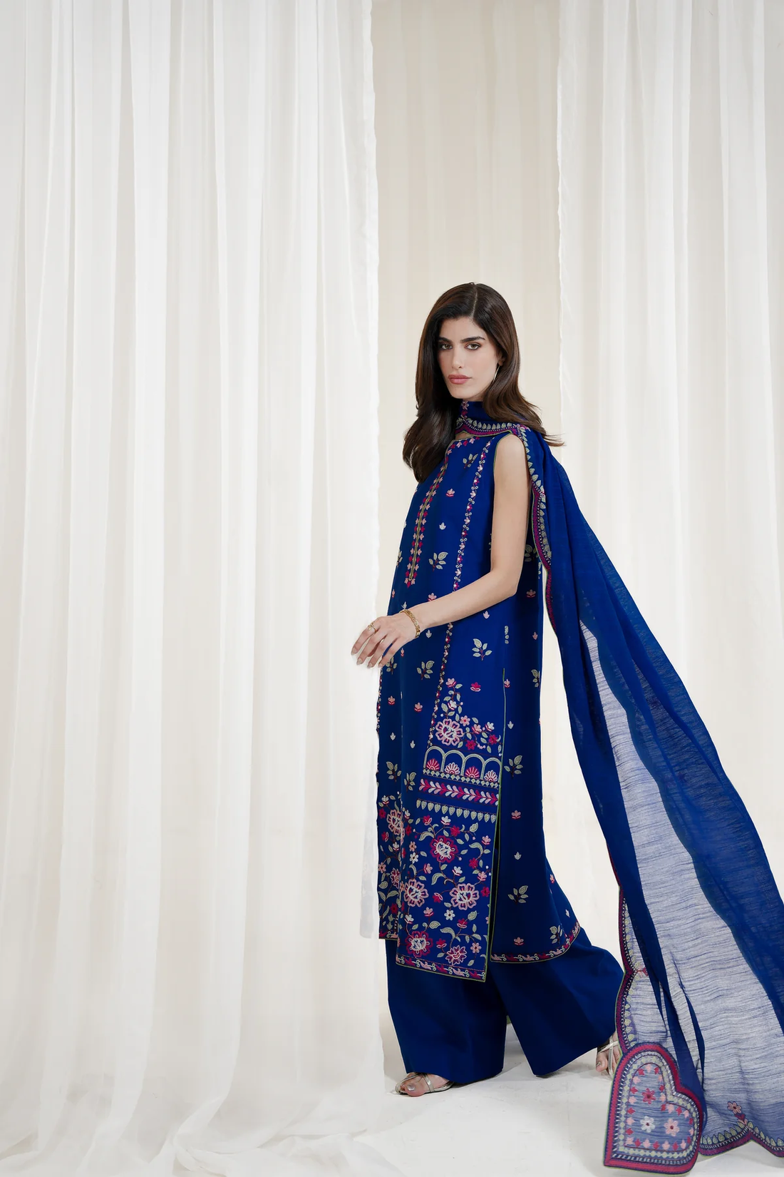 Zaib |ROYAL BLUE LUXURY EMBROIDERED 3PCS SET NPA3-25424  READY TO WEAR