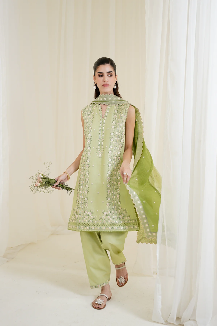 Zaib |PISTACHIO LUXURY EMBROIDERED 3PCS SET NPA3-25429 (READY TO WEAR)