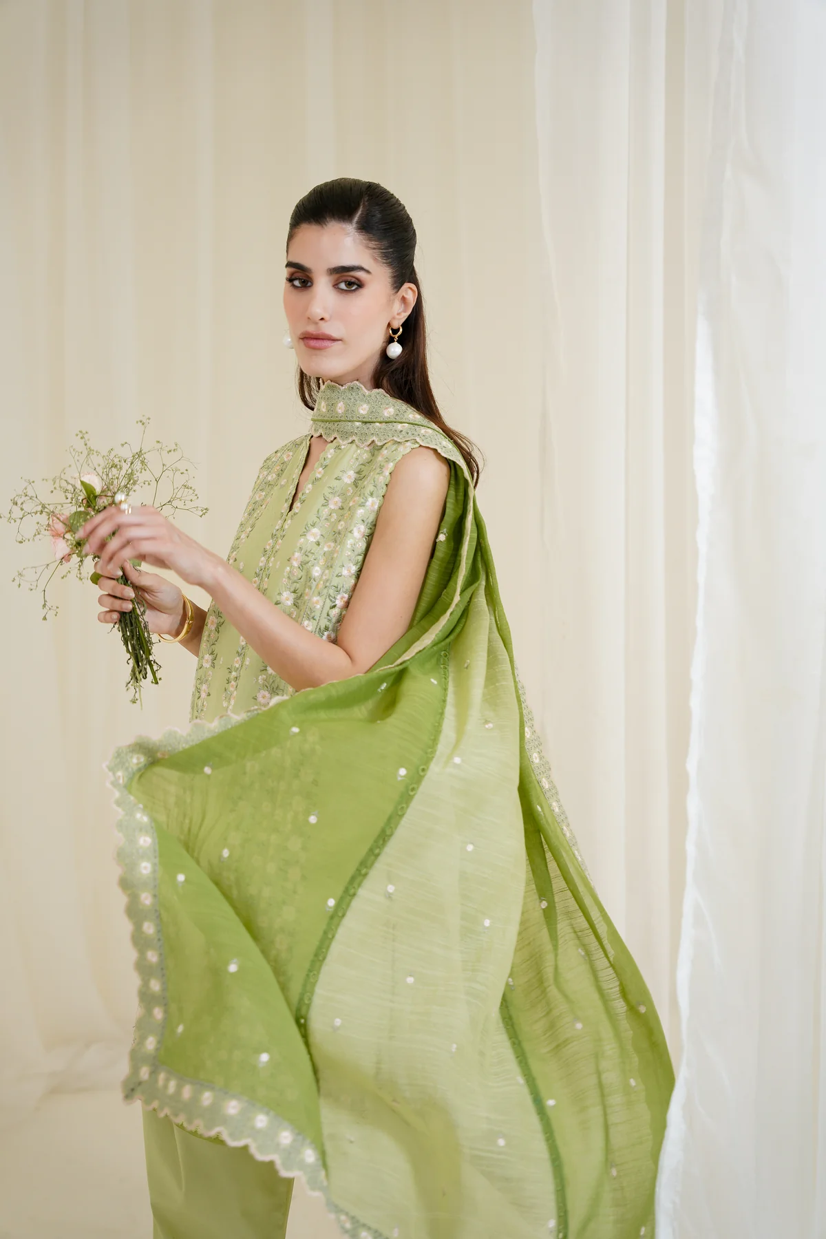 Zaib |PISTACHIO LUXURY EMBROIDERED 3PCS SET NPA3-25429 (READY TO WEAR)