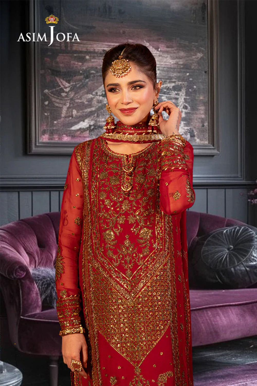 ASIM JOFA|AJCDP-13 EMBROIDERED CHIFFON 3 PCS