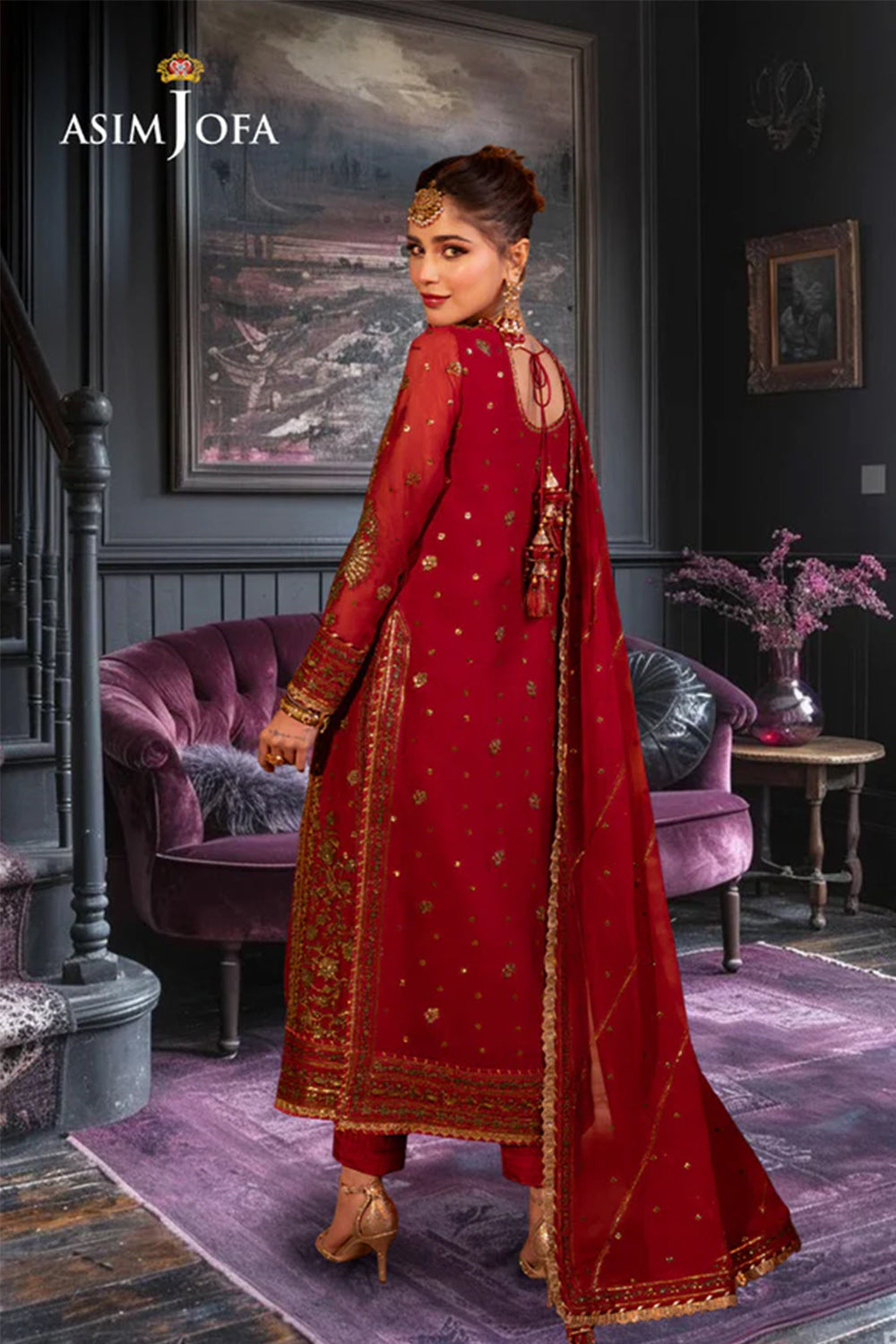 ASIM JOFA|AJCDP-13 EMBROIDERED CHIFFON 3 PCS