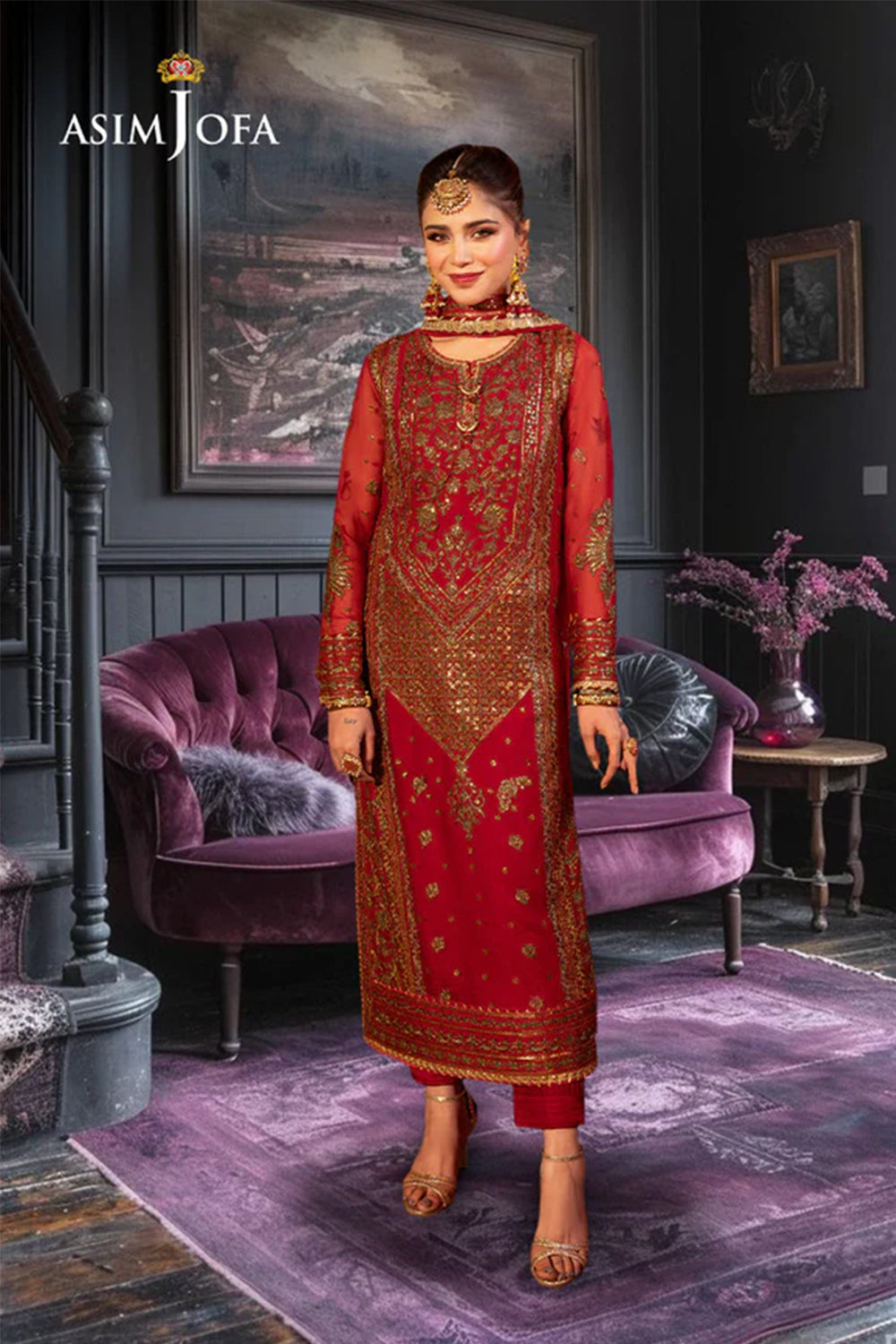 ASIM JOFA|AJCDP-13 EMBROIDERED CHIFFON 3 PCS