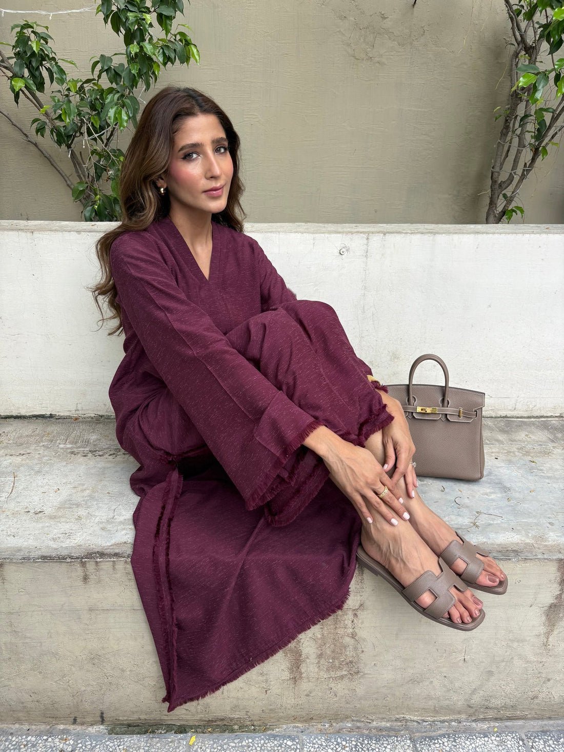 Sak Atelier| Burgundy Dhaaga Set