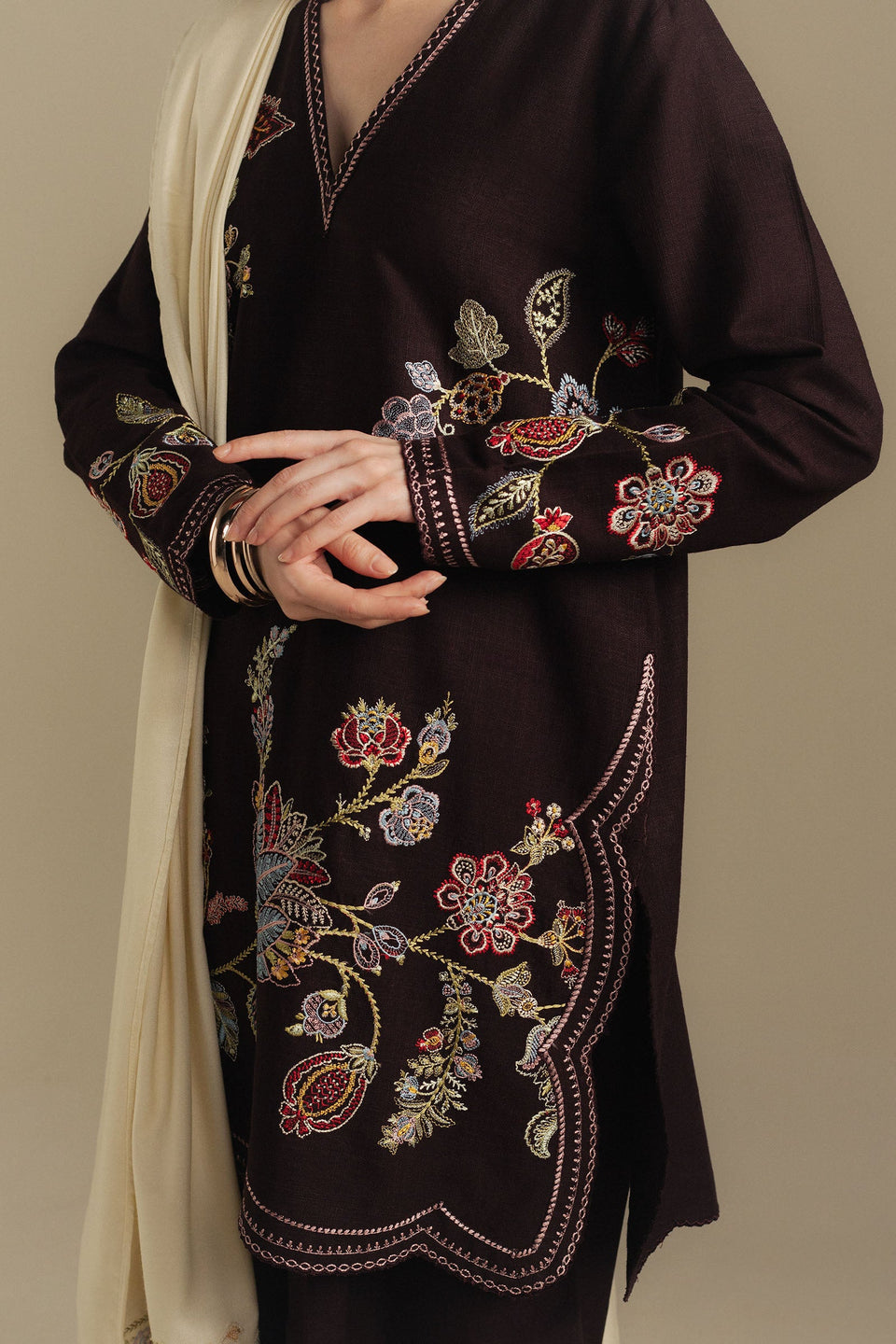 COCO BY ZARA SHAHJAHAN |WINTER UNSTITCHED'25-BERRY 3A