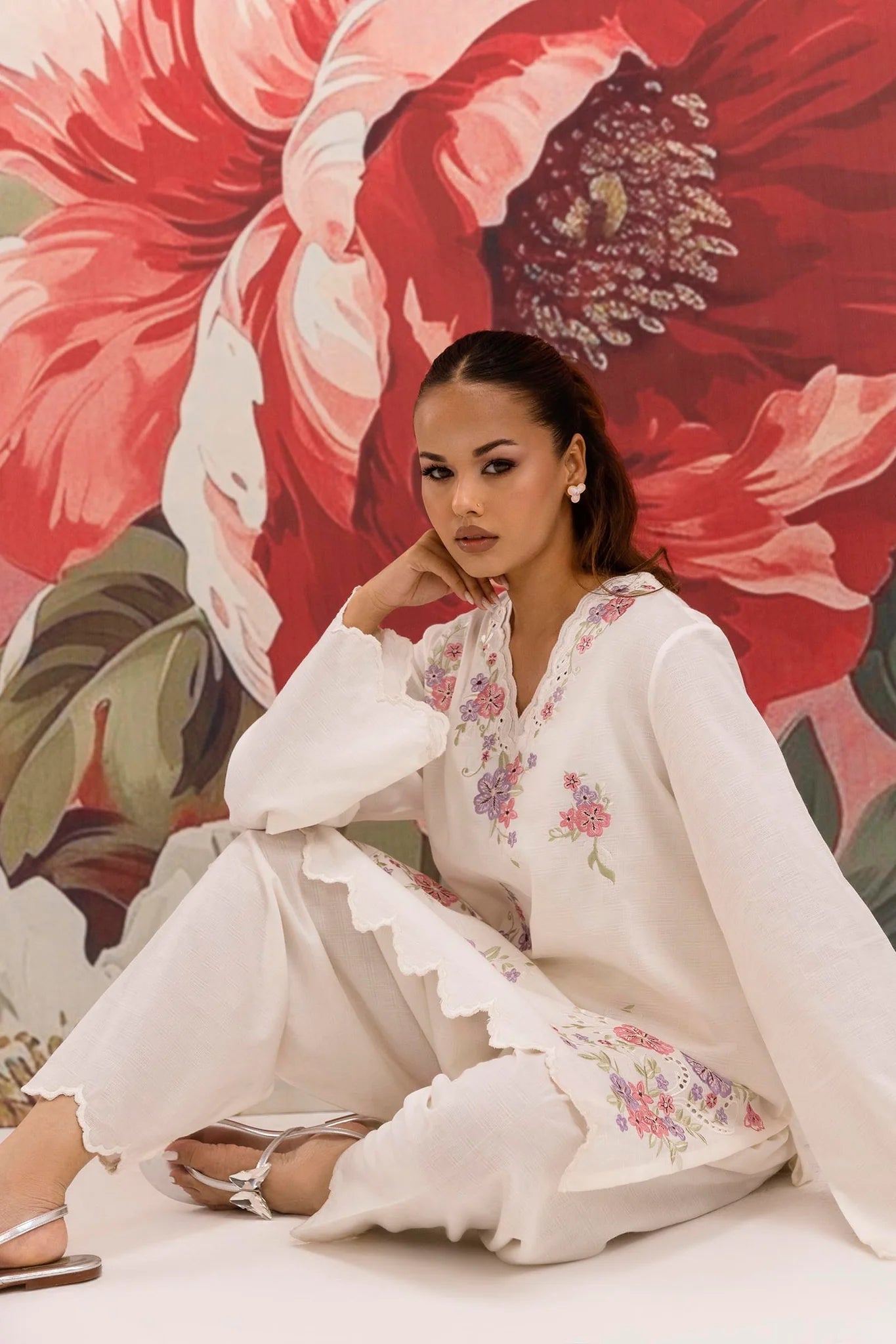 Sana Safinaz |Pre-Fall Collection '25 - Stitched Cotton Embroidered Shirt + Shalwar SS25ESE887P2T