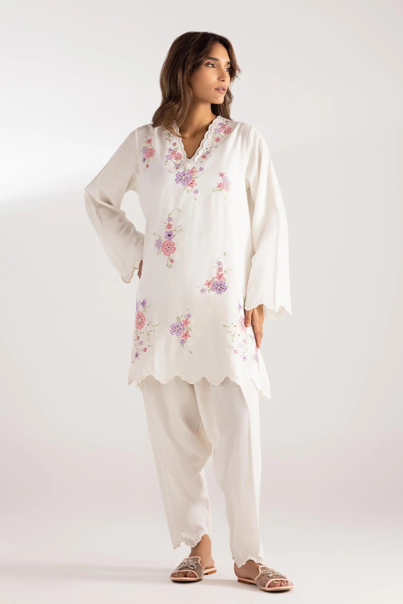 Sana Safinaz |Pre-Fall Collection '25 - Stitched Cotton Embroidered Shirt + Shalwar SS25ESE887P2T