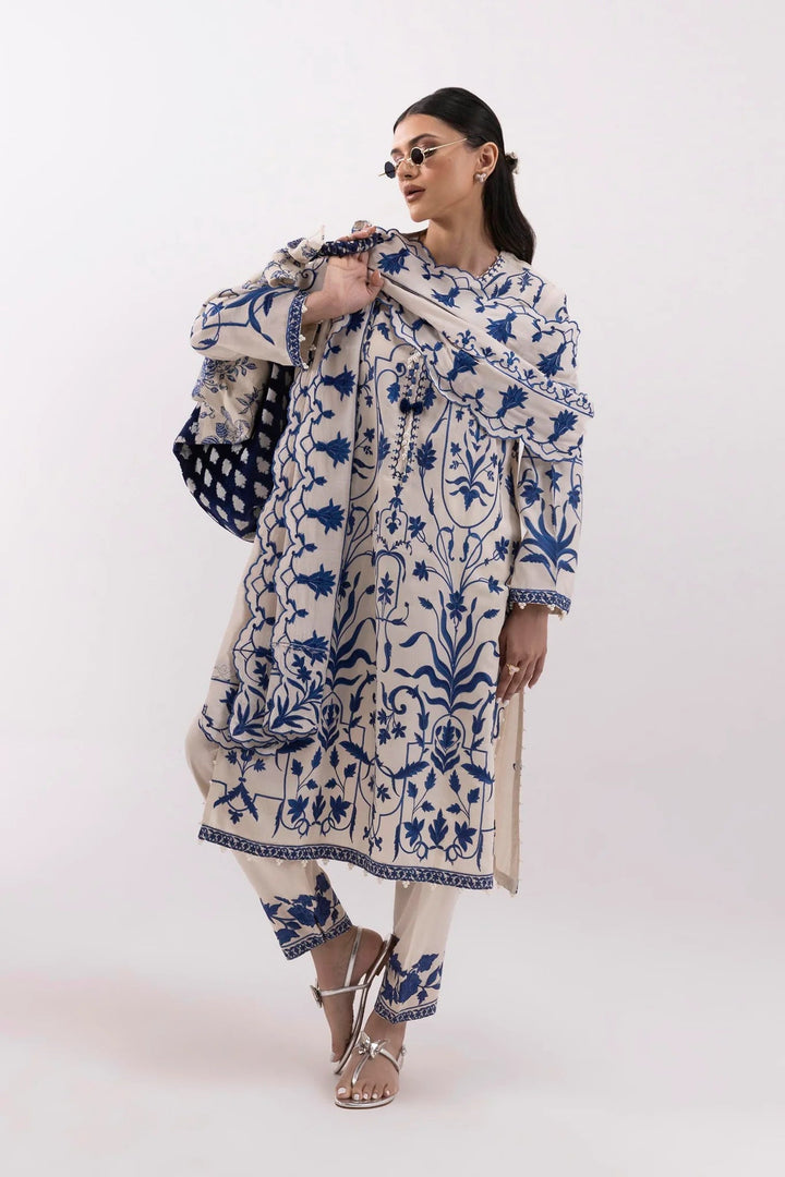 Sana Safinaz |Pre-Fall Collection '25 - Stitched Embroidered Raw Silk Suit SS25SGE343P3