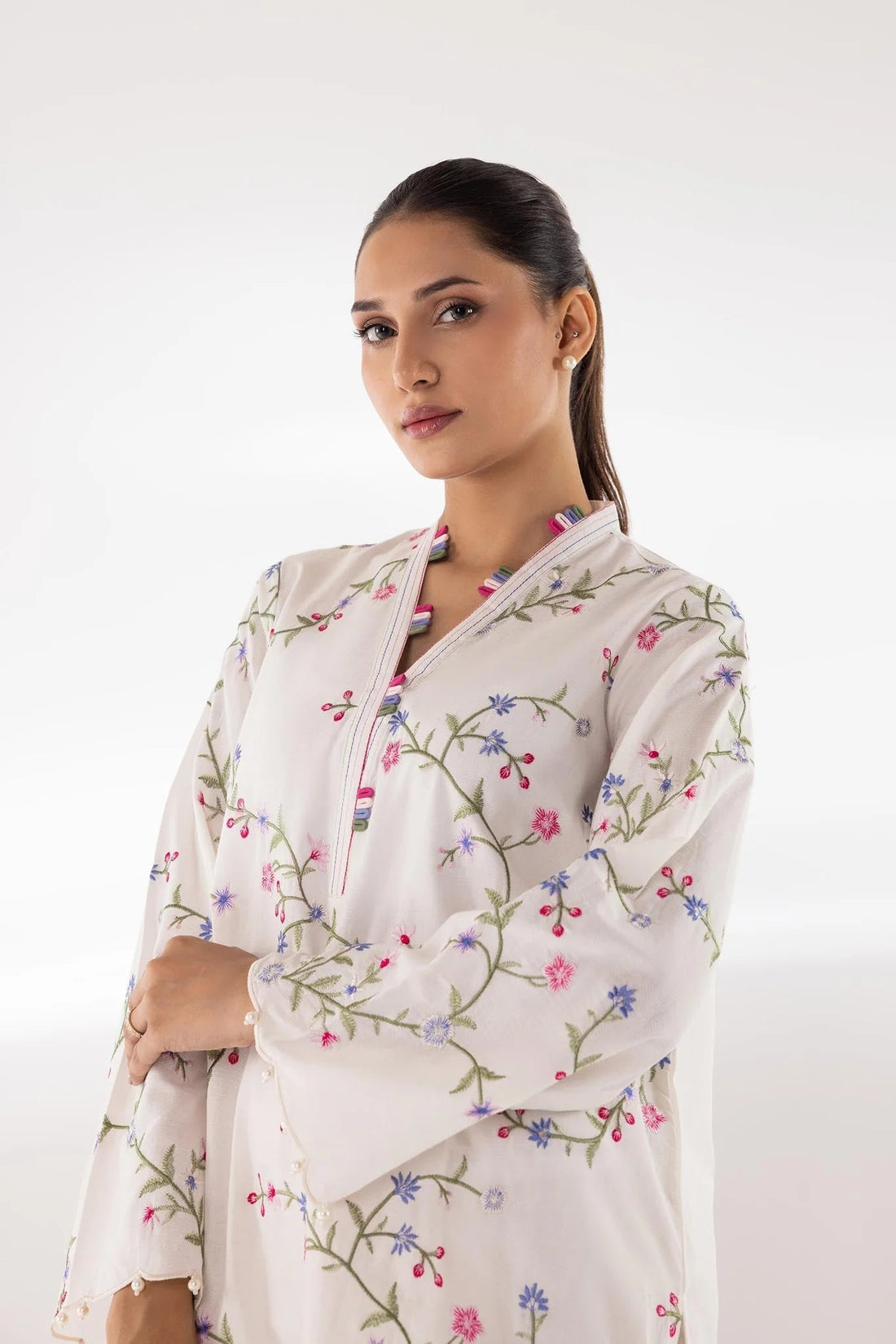 Sana Safinaz |Pre-Fall Collection '25 - Stitched Embroidered Dobby Shirt SS25ESE874