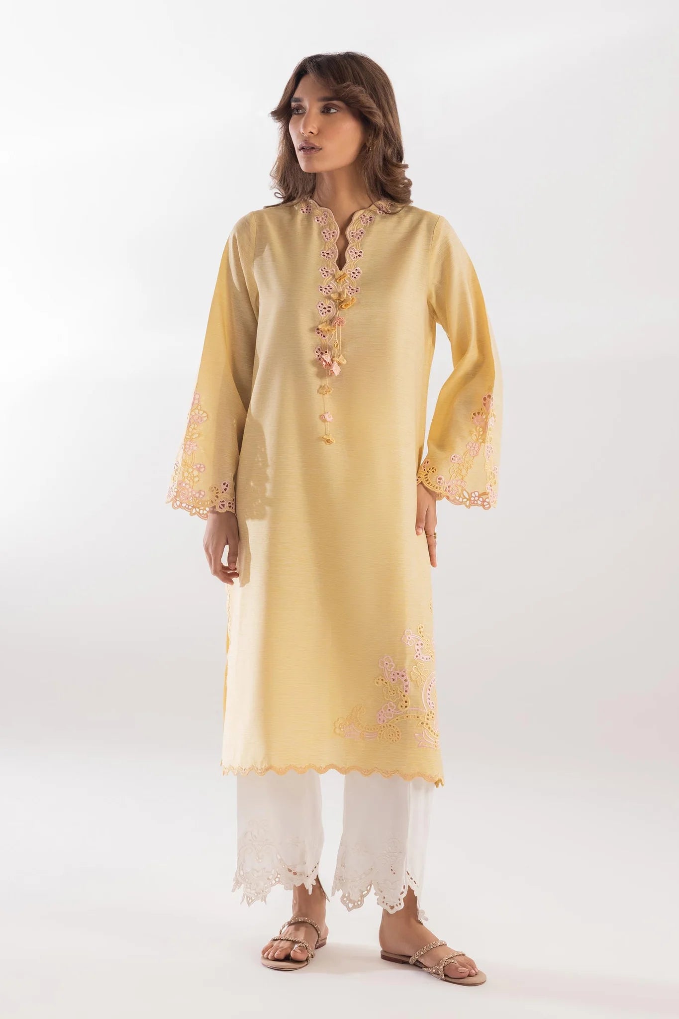Sana Safinaz |Pre-Fall Collection '25 - Stitched Embroidered Chambrey Shirt SS25SGE404