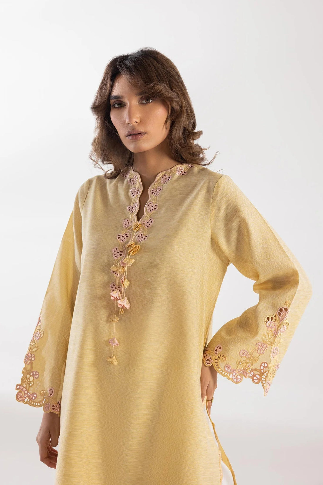 Sana Safinaz |Pre-Fall Collection '25 - Stitched Embroidered Chambrey Shirt SS25SGE404