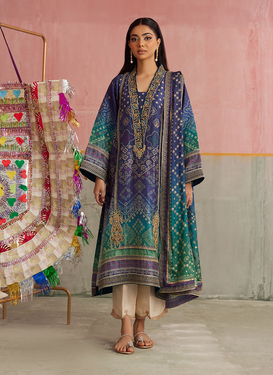 Farah Talib Aziz Mayna Festive Prints '25 - Catalina Ombre Shirt And Dupatta