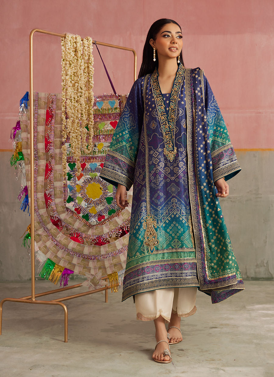 Farah Talib Aziz Mayna Festive Prints '25 - Catalina Ombre Shirt And Dupatta