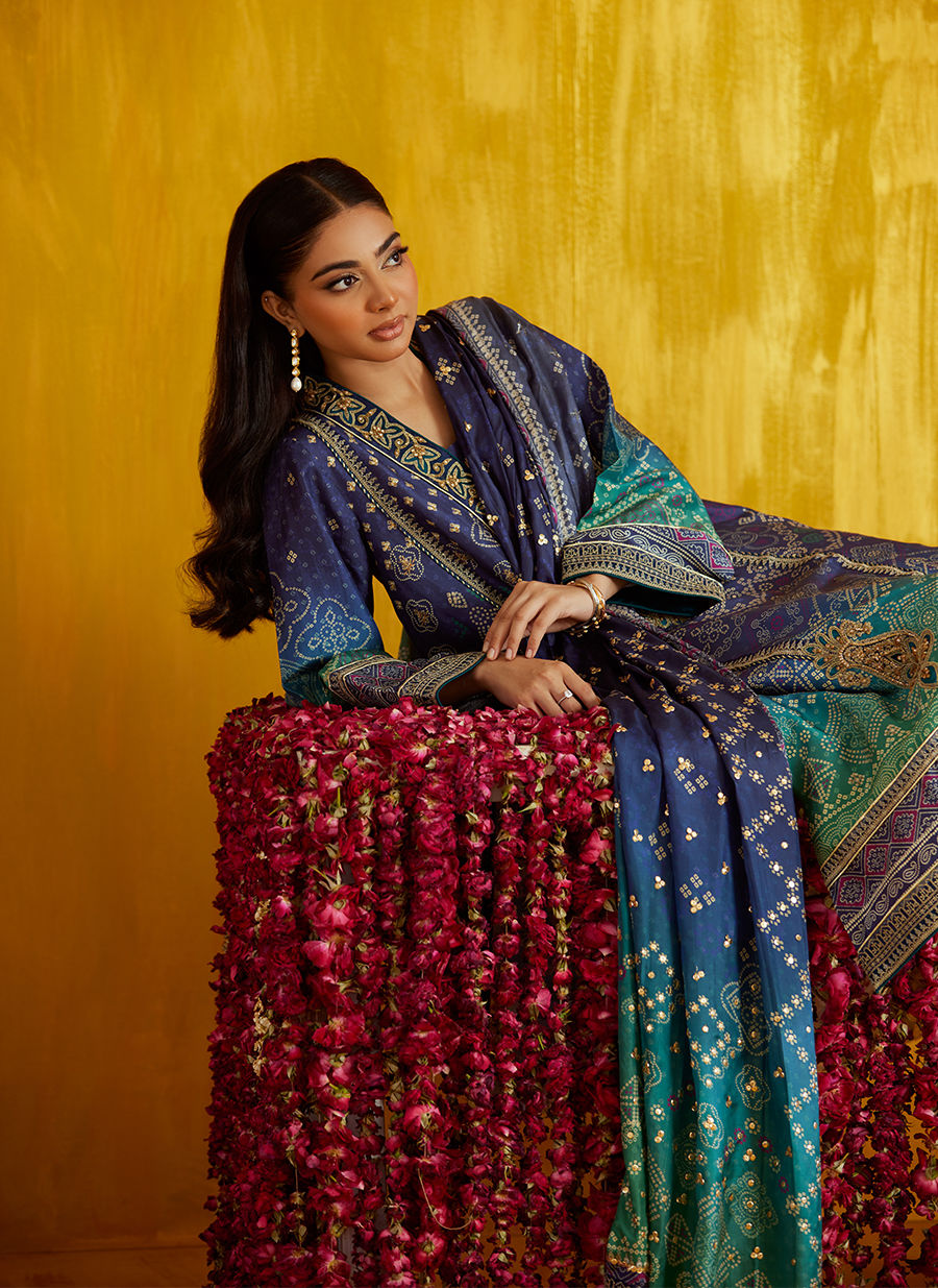 Farah Talib Aziz Mayna Festive Prints '25 - Catalina Ombre Shirt And Dupatta