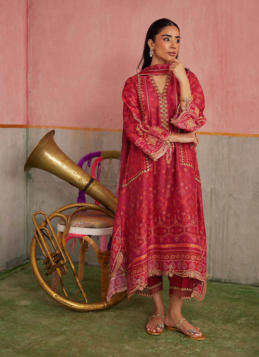 Farah Talib Aziz Mayna Festive Prints '25 - Inuki Maroon Shirt And Dupatta