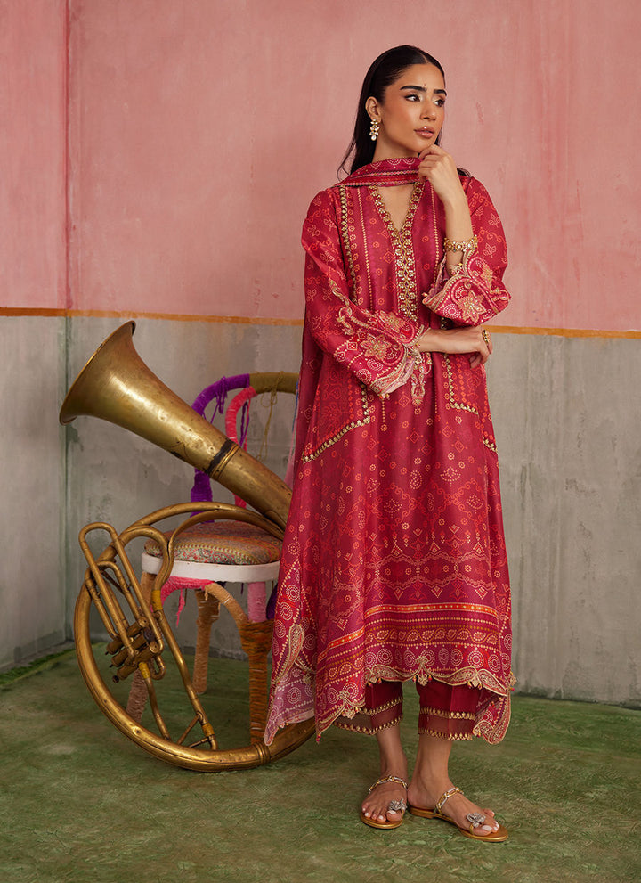 Farah Talib Aziz Mayna Festive Prints '25 - Inuki Maroon Shirt And Dupatta