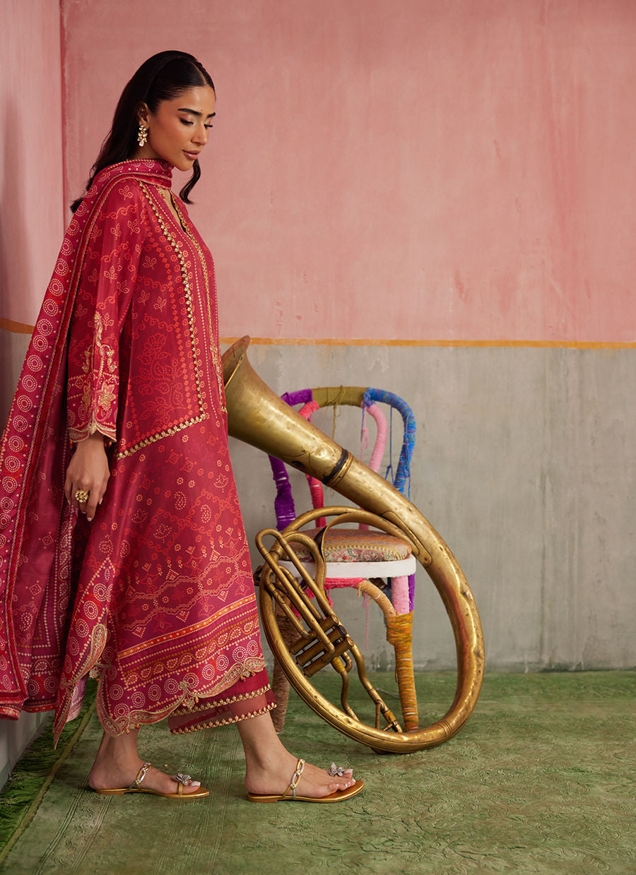 Farah Talib Aziz Mayna Festive Prints '25 - Inuki Maroon Shirt And Dupatta