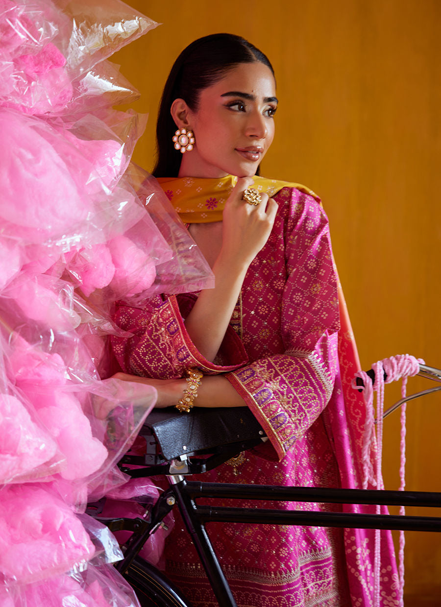 Farah Talib Aziz Mayna Festive Prints '25 - Nazli Hot Pink Shirt And Dupatta