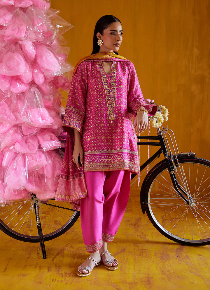 Farah Talib Aziz Mayna Festive Prints '25 - Nazli Hot Pink Shirt And Dupatta