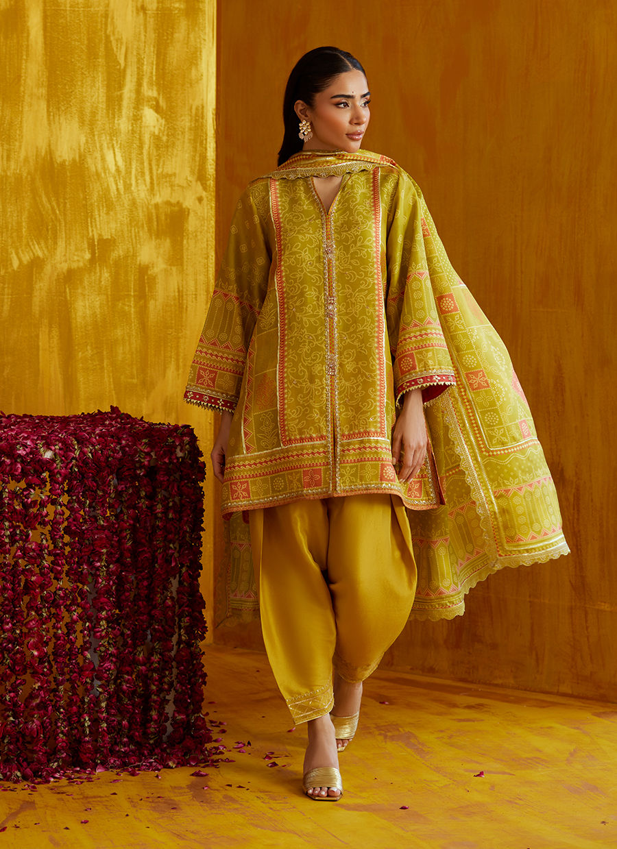 Farah Talib Aziz Mayna Festive Prints '25 - Nevada Kiwi Shirt And Dupatta