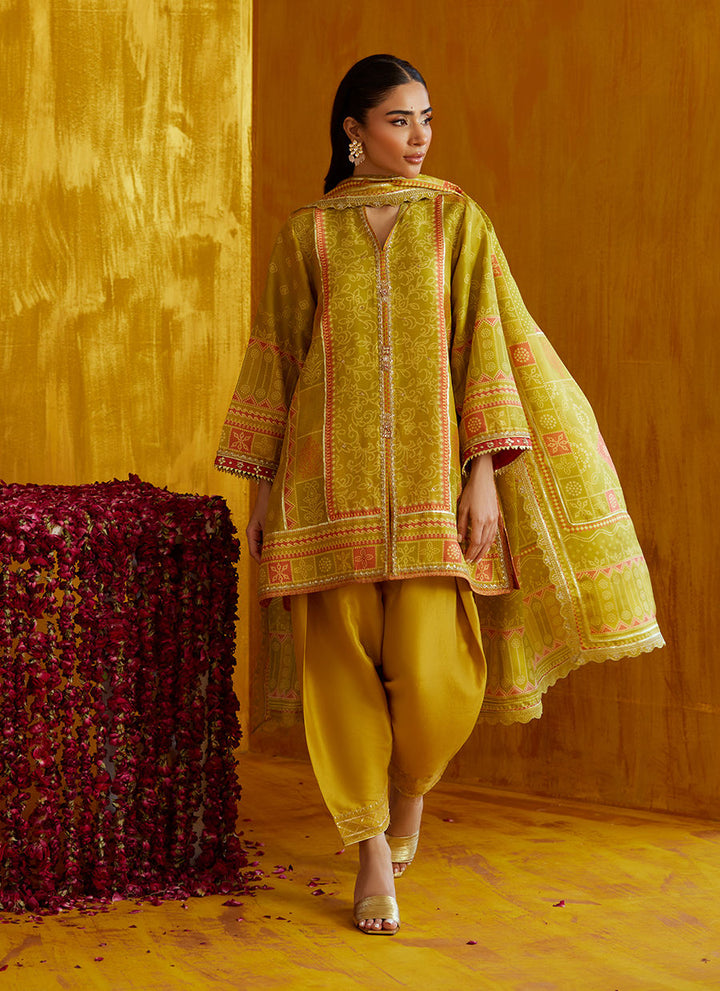 Farah Talib Aziz Mayna Festive Prints '25 - Nevada Kiwi Shirt And Dupatta