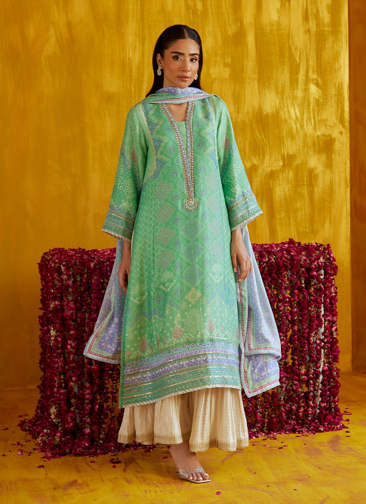 Farah Talib Aziz Mayna Festive Prints '25 - Arina Aqua Shirt And Dupatta
