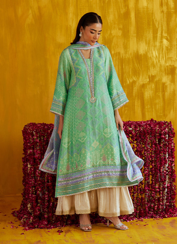 Farah Talib Aziz Mayna Festive Prints '25 - Arina Aqua Shirt And Dupatta